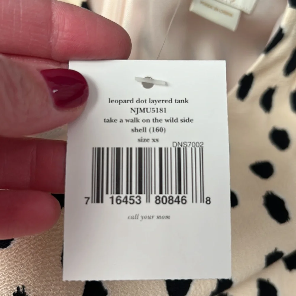 NWT Kate Spade Leopard Dot Layered Tank, XS